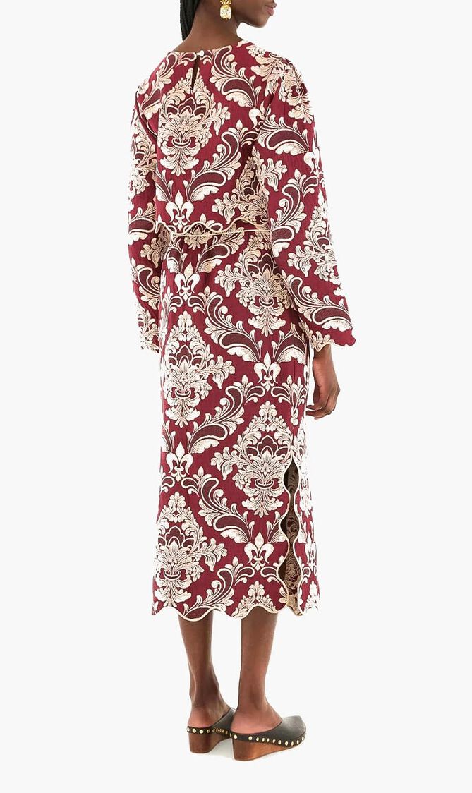 BICOLOR JACQUARD WAVES MIDI SKIRT