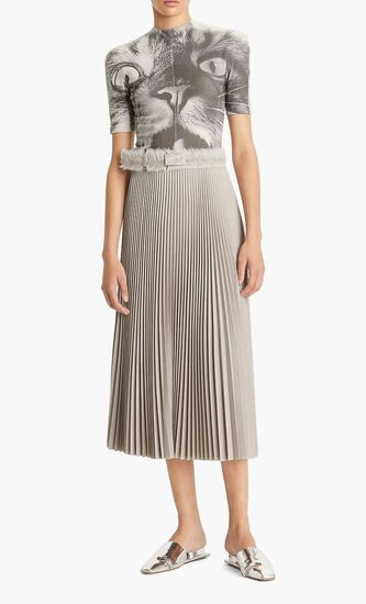 PLEATED MELANGE VISCOSE SKIRT