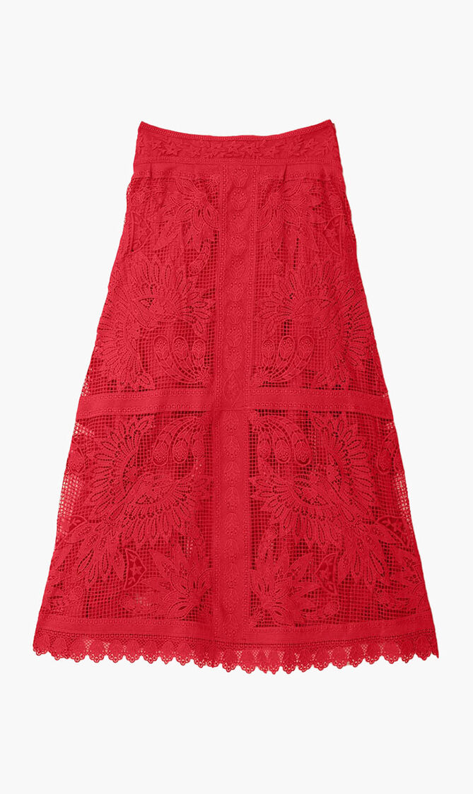 Toucan Guipure Midi Skirt