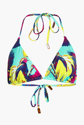 Fleur Printed Triangle Bikini Top