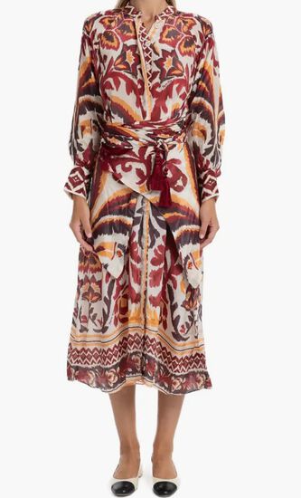 Toucans Scarf Cream Maxi Dress