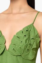 GREEN MONSTERA EMBROIDERY MIDI DRESS