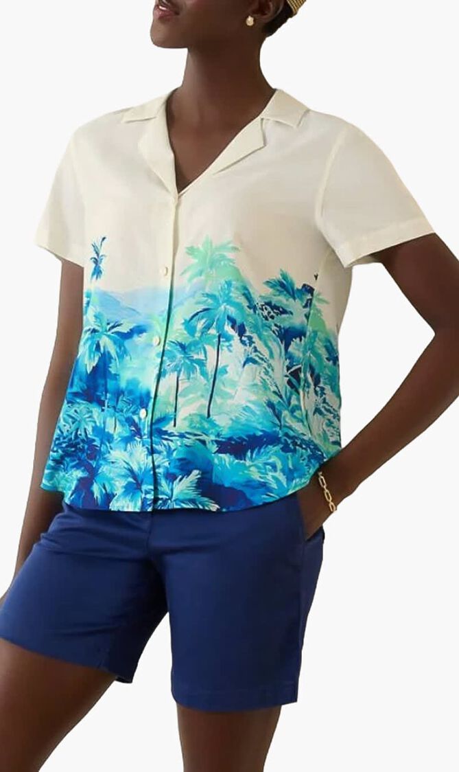 Oceanside Views Talulla Silk Camp Shirt