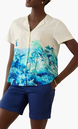 Oceanside Views Talulla Silk Camp Shirt