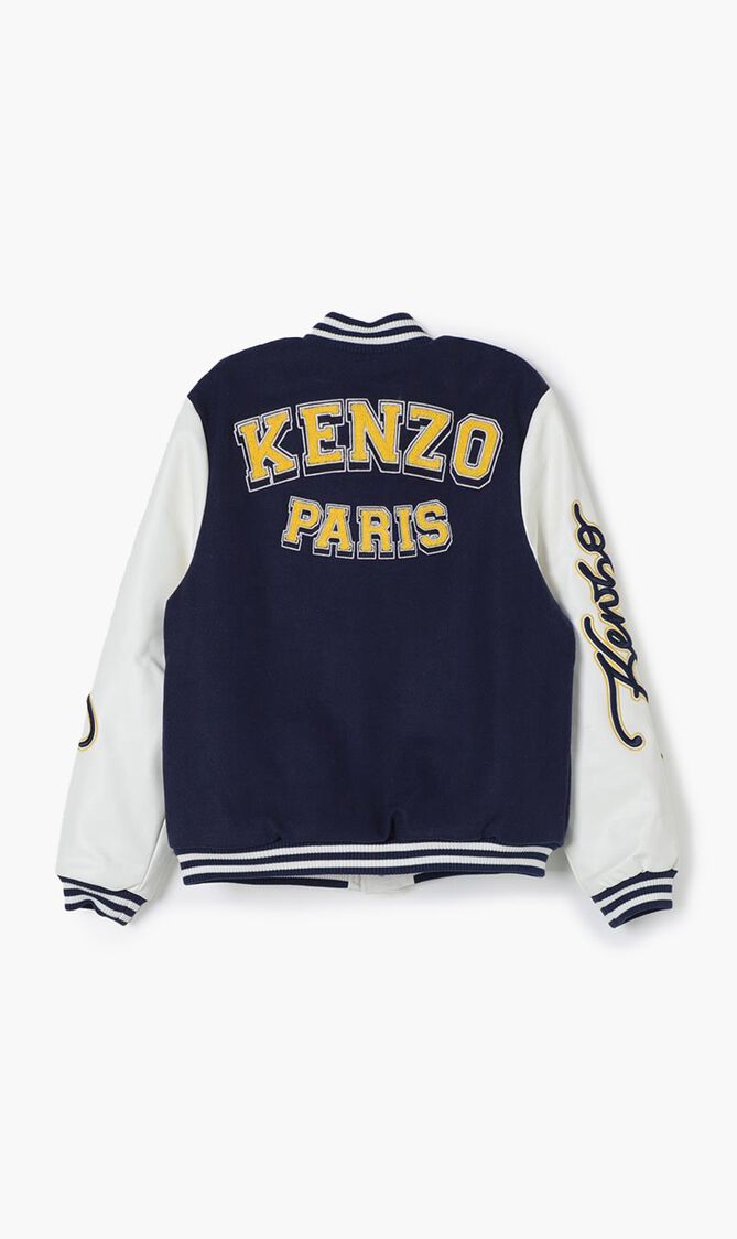 Logo Applique Colour Block Bomber Jacket