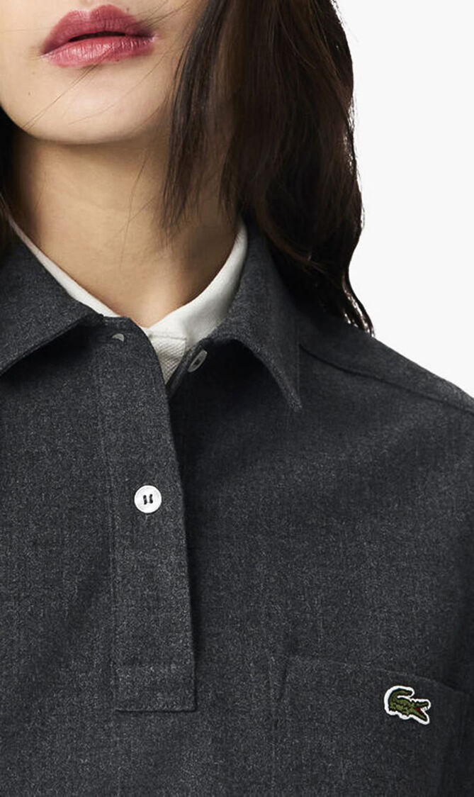 Oversized Polo Style Flannel Shirt
