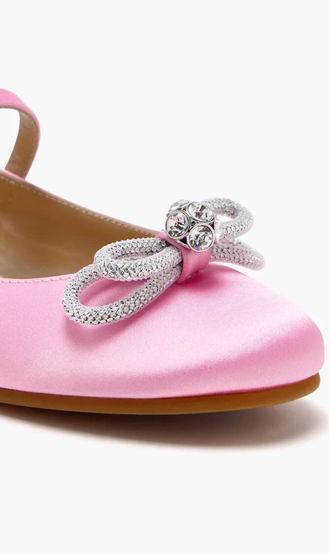 DOUBLE BOW PINK SATIN MINI BALLERINA