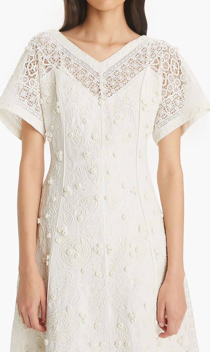 EMBROIDERED LINEN DRESS