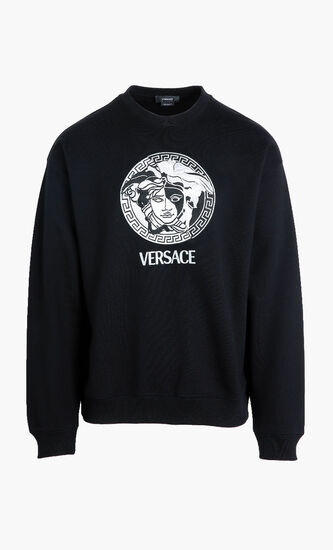 SWEATSHIRT TESSUTO FELPA GARZATA CON RICAMO MEDUSA A TRE FILI