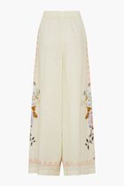 Embroidered Wide Leg Waisted Pant