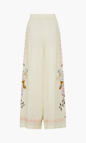 Embroidered Wide Leg Waisted Pant