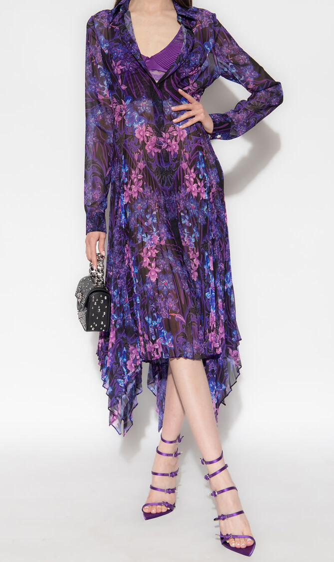 Orchid Barocco Print Midi Shirt Dress