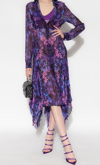 Orchid Barocco Print Midi Shirt Dress