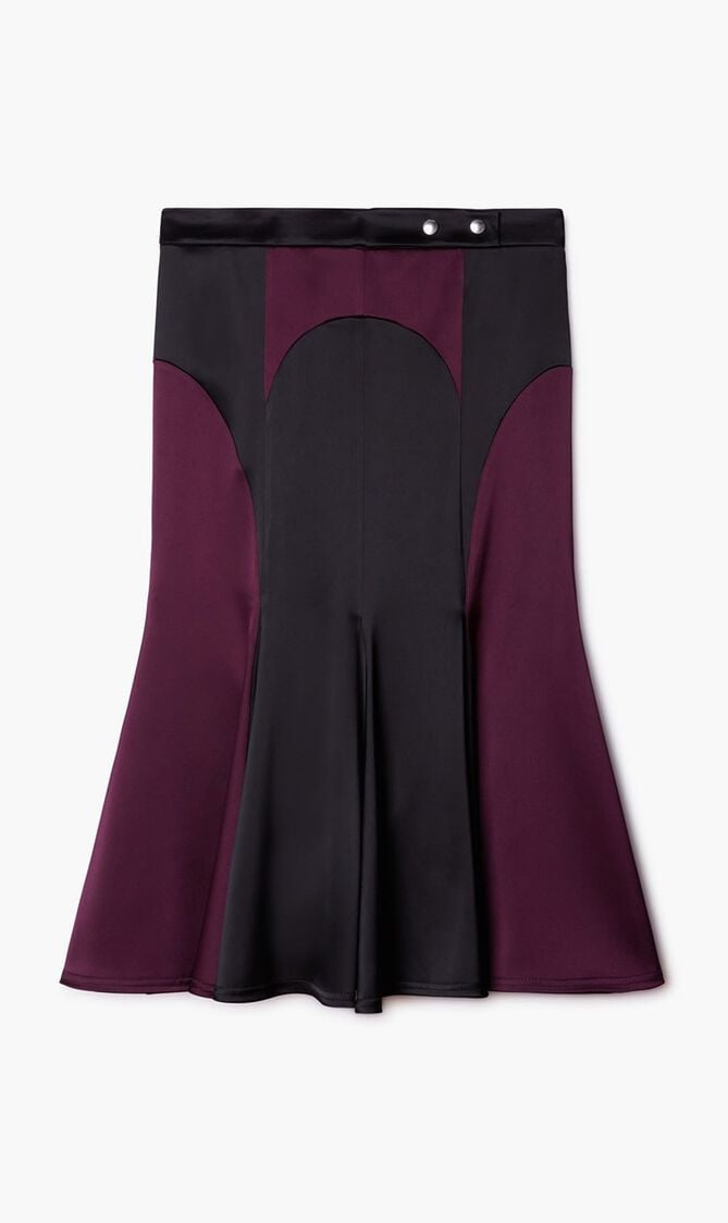 SATIN CYCLING MIDI SKIRT BLACK BURGUNDY
