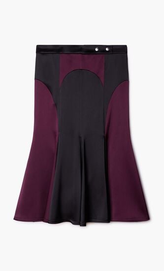 SATIN CYCLING MIDI SKIRT BLACK BURGUNDY