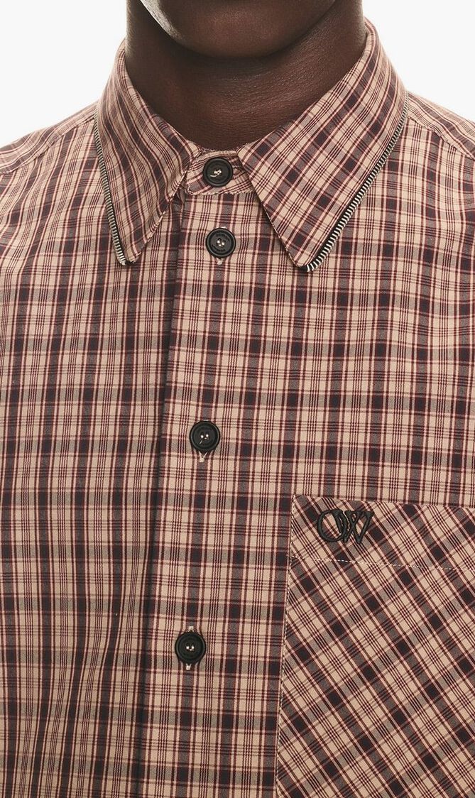 OW EMB CHECKCOTT ZIP SHIRT FIG GREY FIG