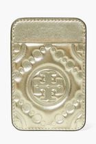 T Monogram Embossed Metallic Card Pocket