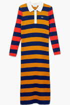 Striped Mid-Length Polo Dress