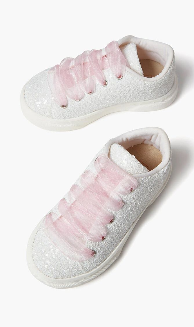 Lace Up Glitter & Tulle Sneakers