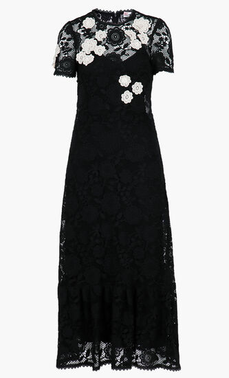 Floral Embroidery Macrame Dress