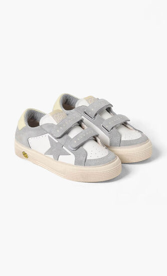 MAY SCHOOL LEATHER AND SUEDE UPPER SUEDE TOE AND STAR LEATHER HEEL