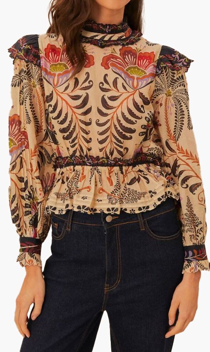 Ruffled Long Sleeve Blouse