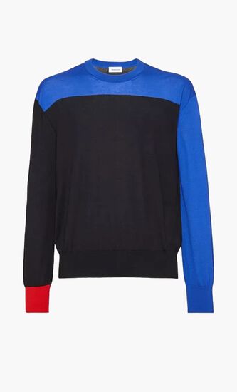COLOR BLOCK LONG SLEEVES ROUND-NECK