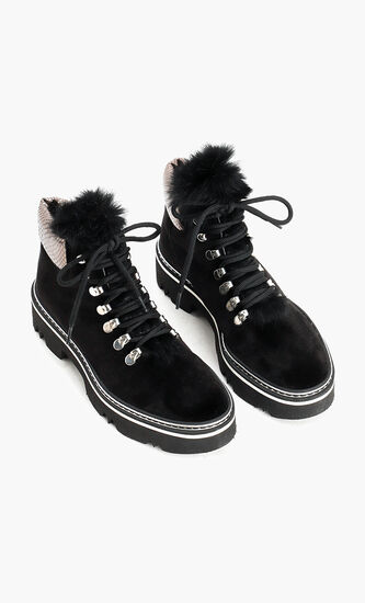 Velvet Lace-Up Boots