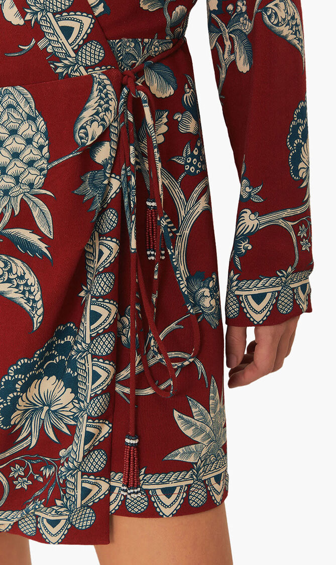 Tropical Landing Wrap Mini Dress