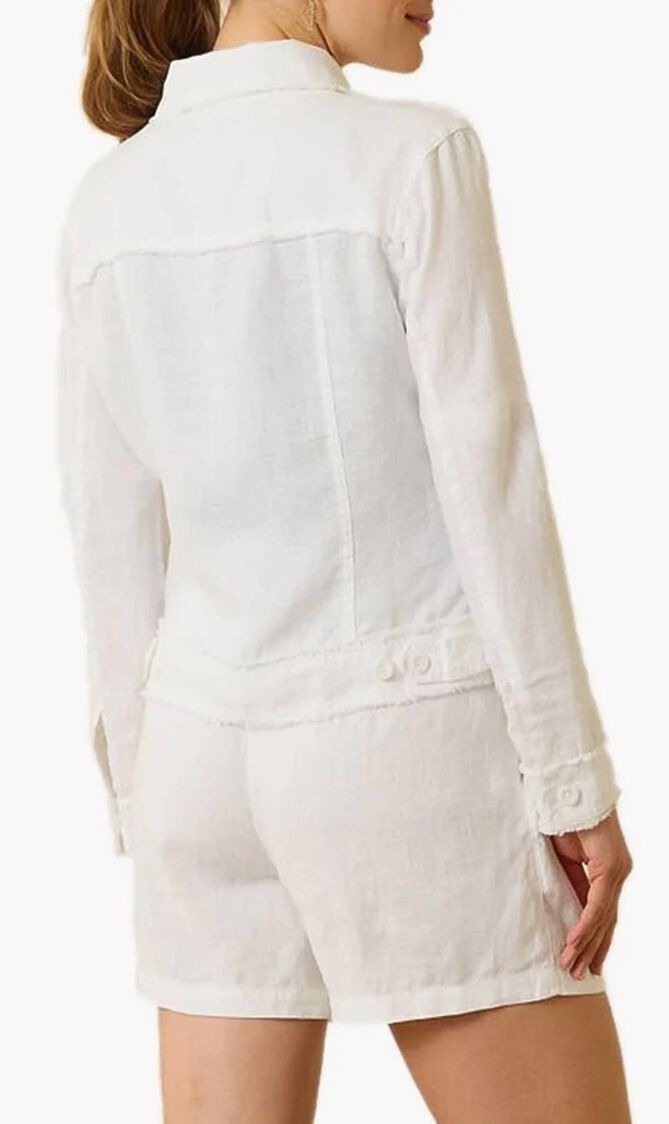 Two Palms Linen Raw-Edge Jacket