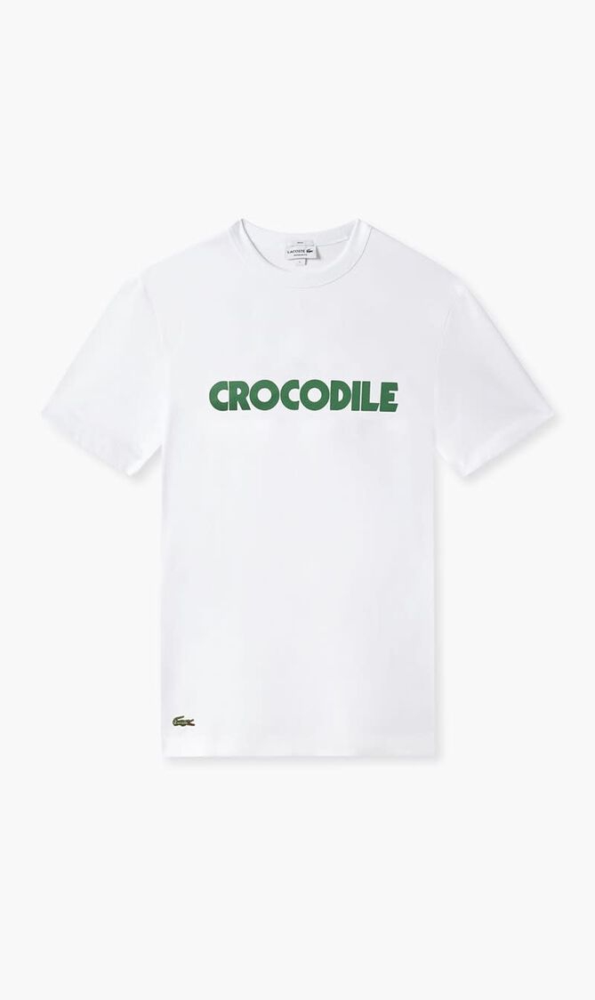 Pique Effect Slogan Cotton Jersey T-shirt