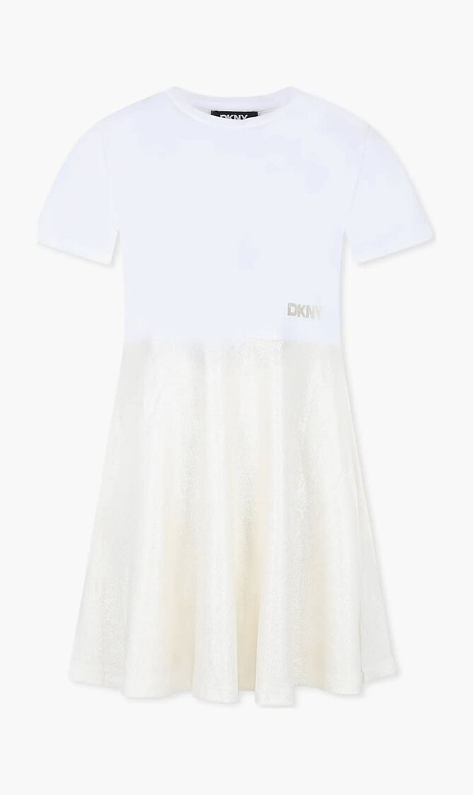 Girls White & Gold Dress