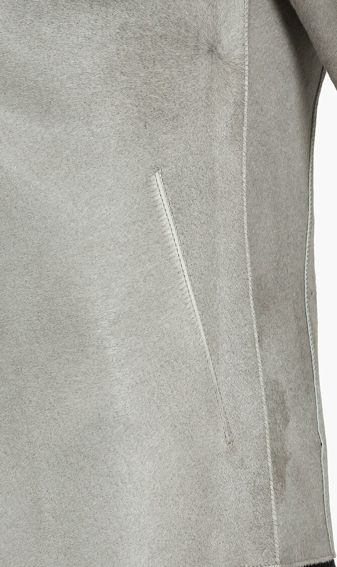 Bovine Leather Hooded Jacket