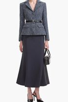 BLUE BOUCLE MIDI DRESS