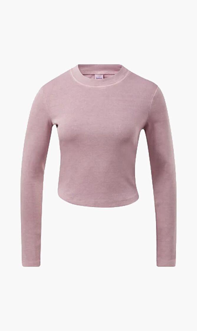 Dye Ribbed Long Sleeve Wrap Top
