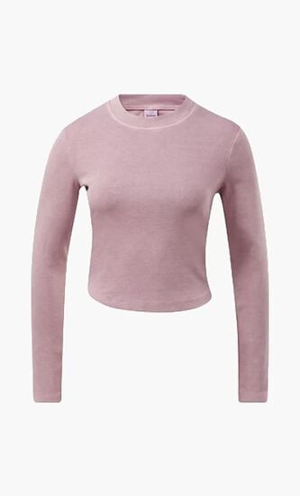 Dye Ribbed Long Sleeve Wrap Top