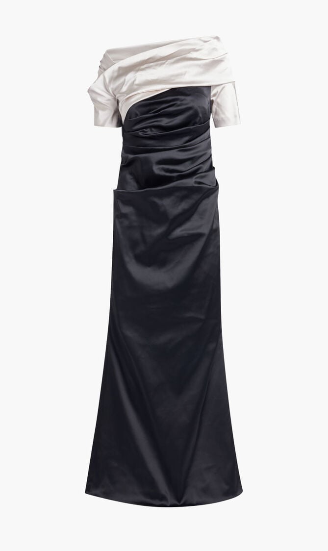 LONG DRESS - STRETCH SATIN DUCHESSE MIX
