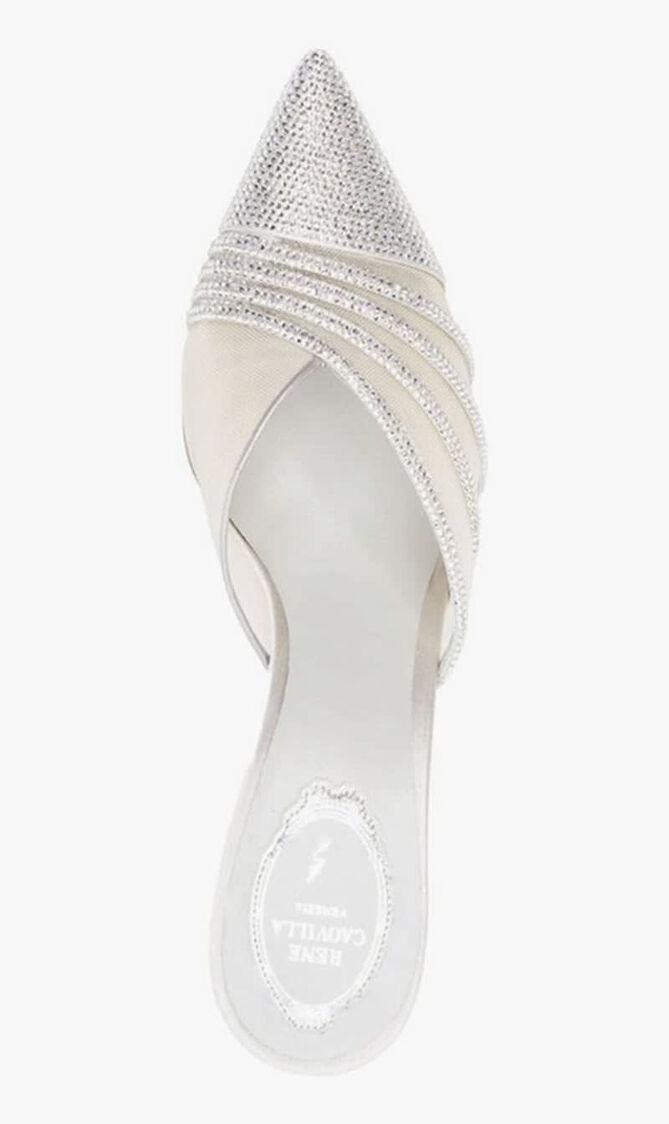 Rhinestone Mesh Pointed Toe Mules