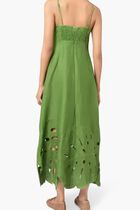 GREEN MONSTERA EMBROIDERY MIDI DRESS