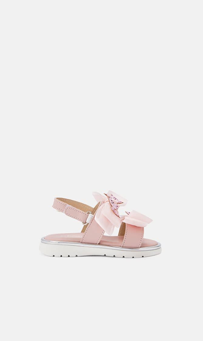 SWAROVSKI BUTTERFLIES ORGANZA BOWS EMBELLISHED LEATHER SANDALS