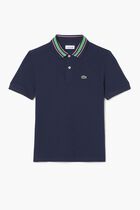 Stripe Collar Petit Pique Polo Shirt
