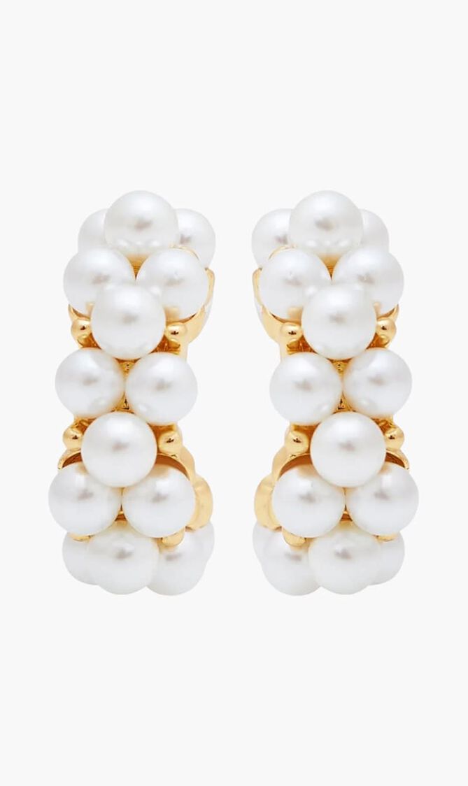 Pearl Cluster Pierced Hoop Earrings