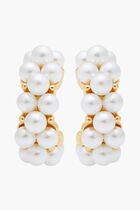 Pearl Cluster Pierced Hoop Earrings
