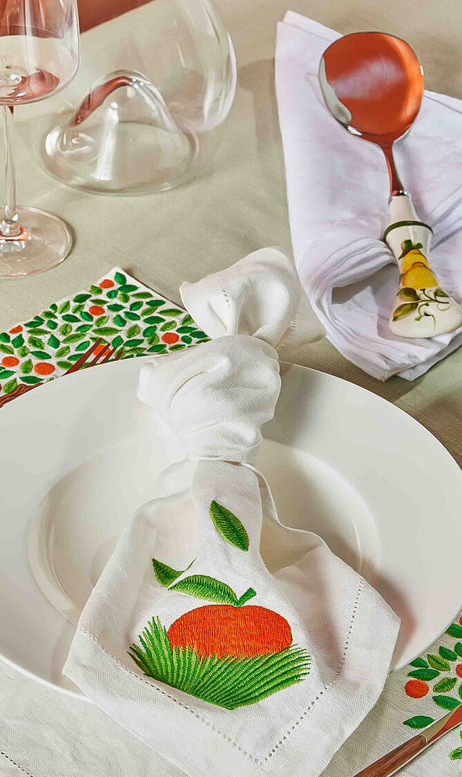 Apple Tree Napkin, White