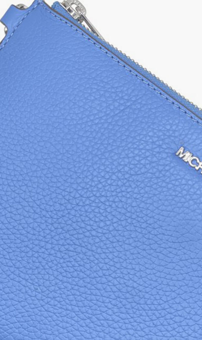 Jet Set Travel Large Top Zip Pebbled Leather Wristlet Pouch