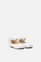 FABRIC BUTTERFLY DECORATION EMBELLISHED HEEL FRENCH BALLERINAS