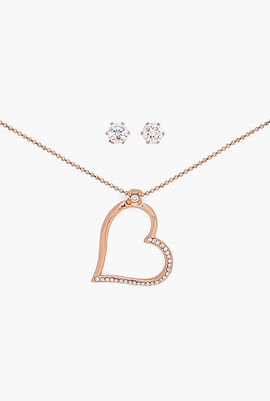 Heart Pendant Necklace and Earrings Set