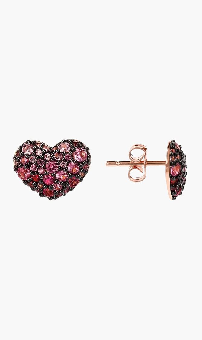 HEART BUTTON EARRING WITH CZ GEMSTONE WITH JBACK