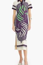 PRINTED MESH POLO DRESS