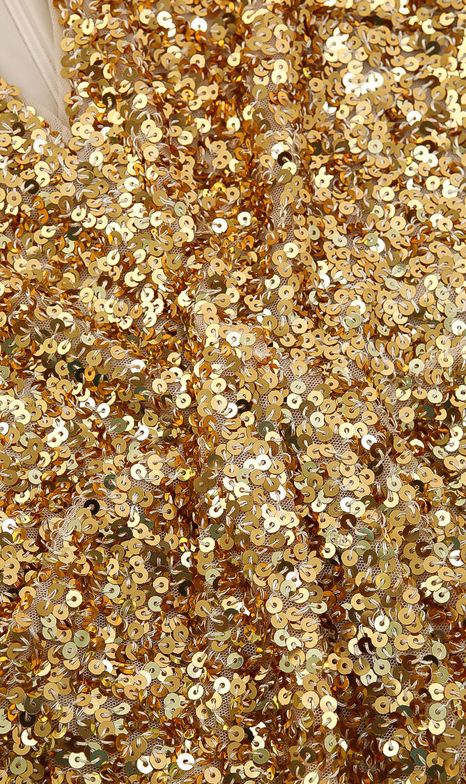 Draped Sequin Cocktail Dress